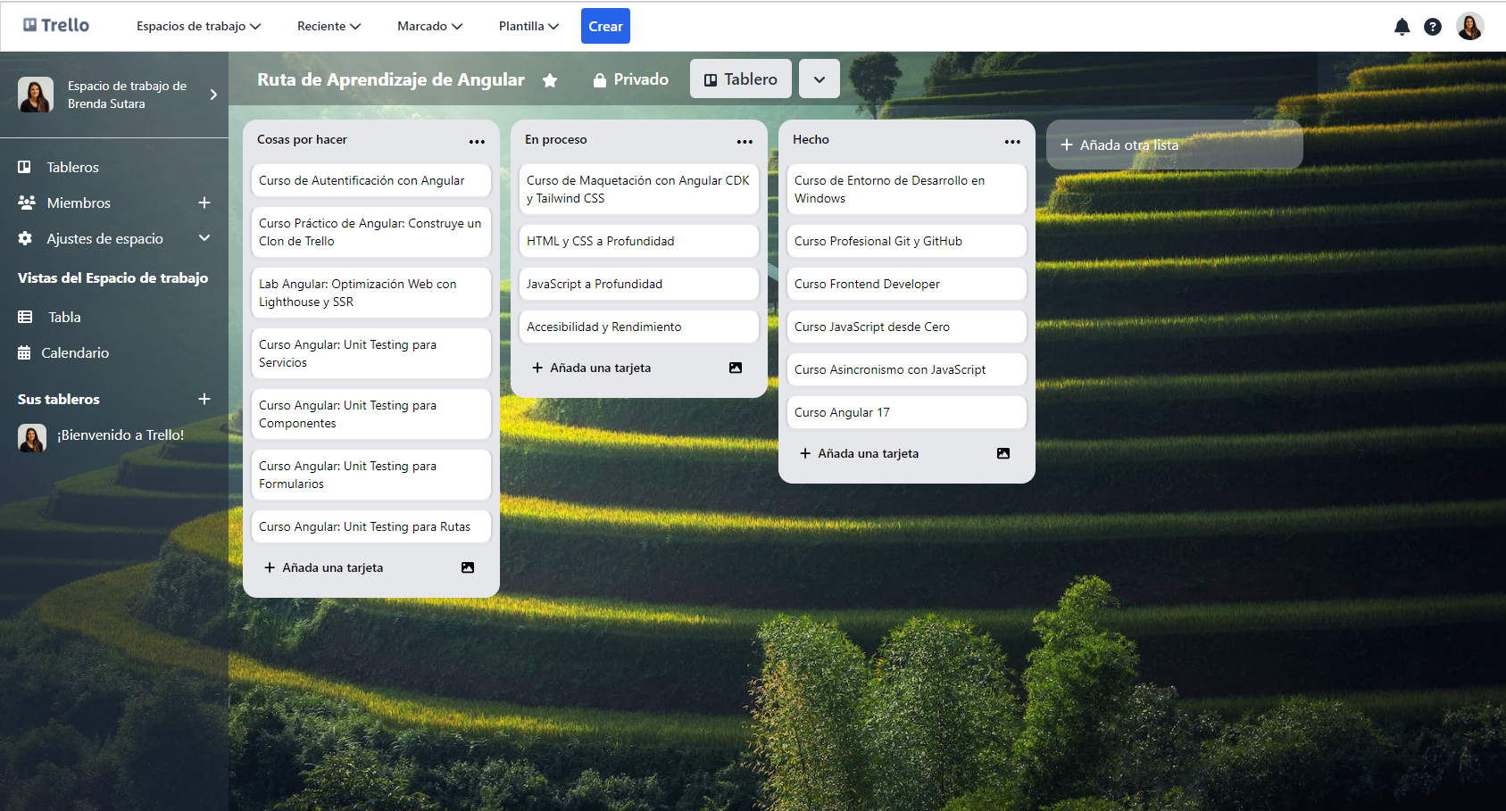 Captura de pantalla del proyecto Trello Clone